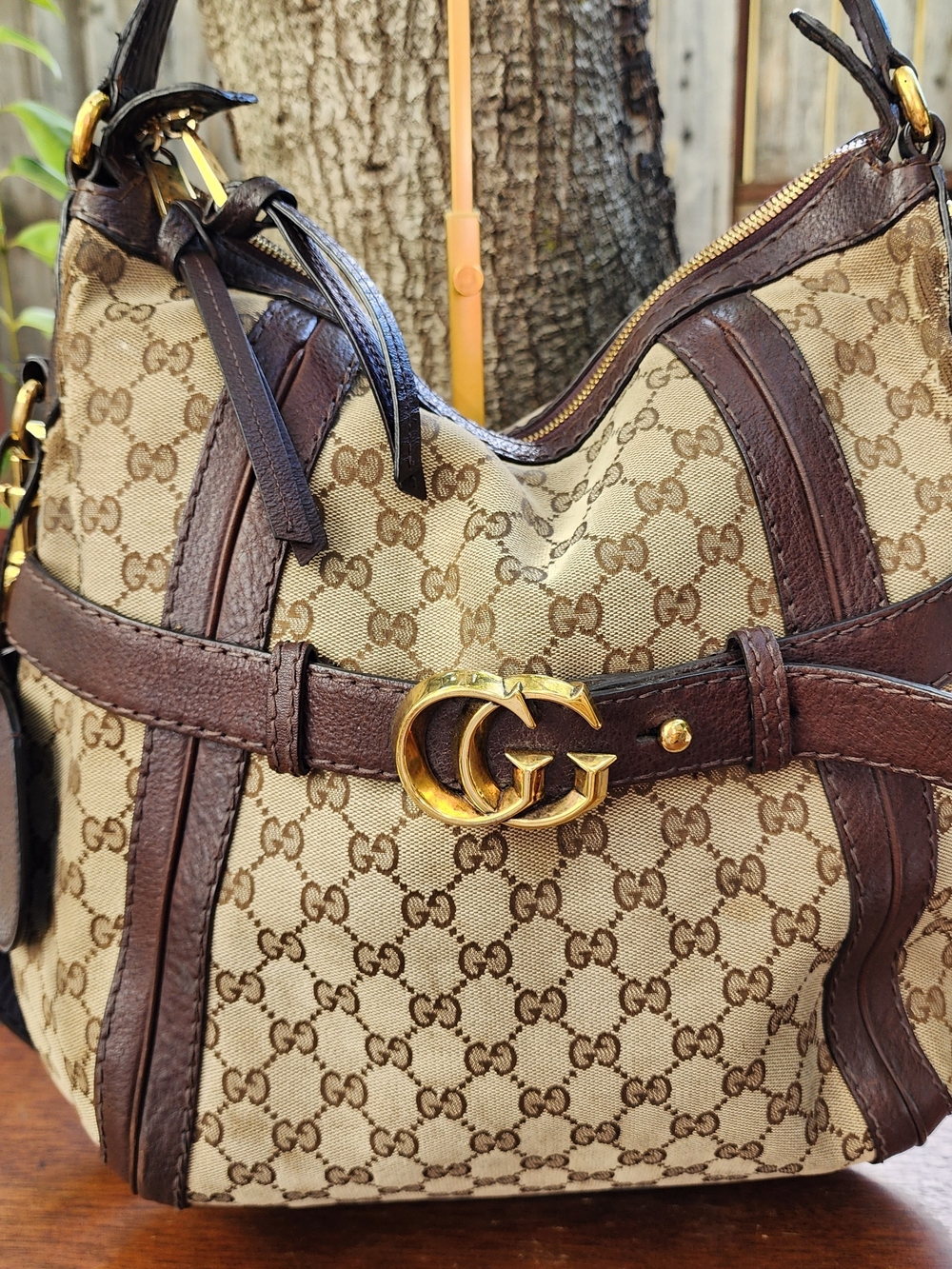 Gucci Brown GG Canvas Medium Running Hobo Bag Gold Hardware 247185 - Picture 2 of 16